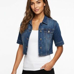 Women's Cropped Blue Jean Jacket, short sleeve